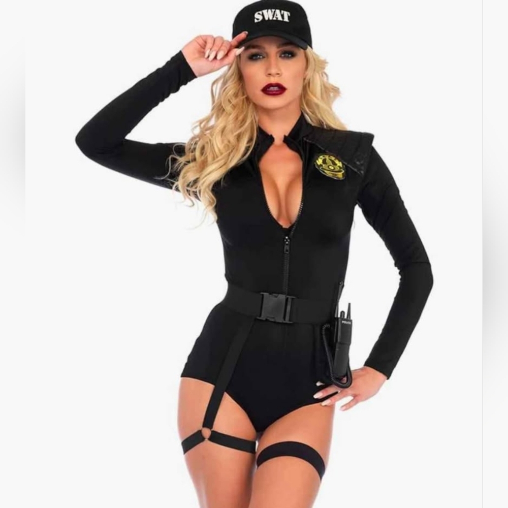 Women's Black SWAT Costume Bodysuit